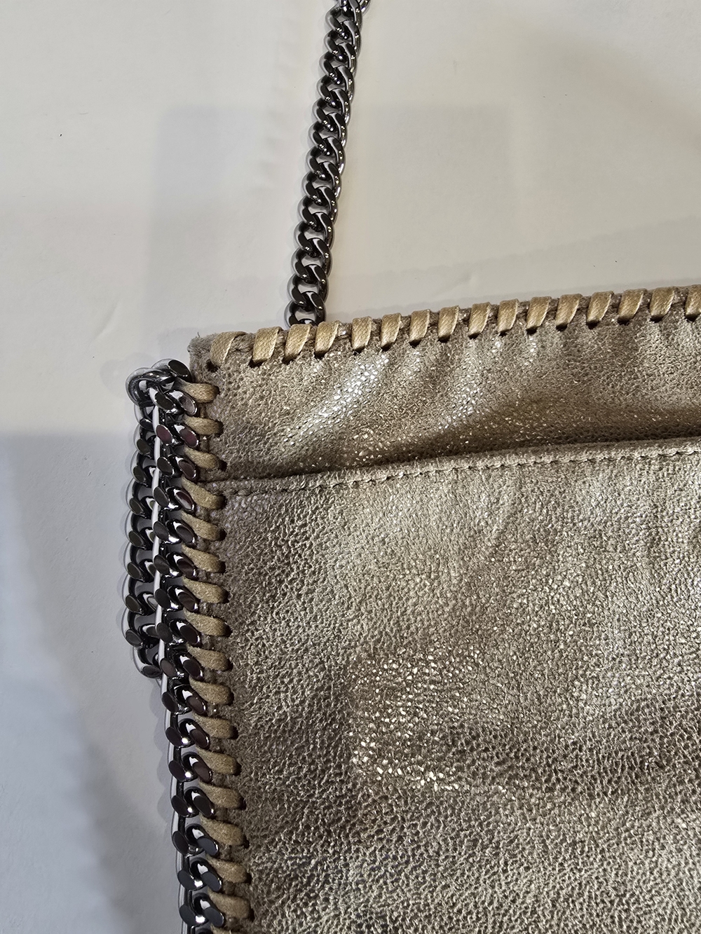 Stella McCartney Taupe Shiny Chain-Trim Crossbody - Picture 7 of 12
